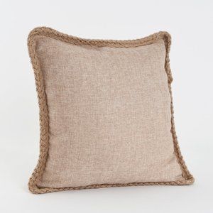 Natural Coastal Jute Braided 18" Throw Pillow with Inserts